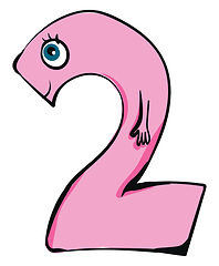 Image showing Emoji of the happy number six in pink color vector or color illu