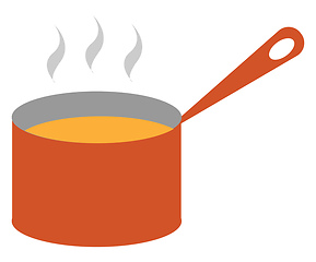 Image showing Clipart of steaming soup from a giant red saucepan vector or col