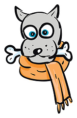 Image showing A dog wearing an orange scarf looks cute vector or color illustr