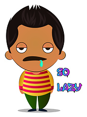 Image showing Boy is feeling lazy, illustration, vector on white background.