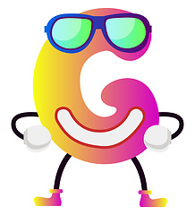 Image showing Pink letter G with sunglasses vector illustration on white backg