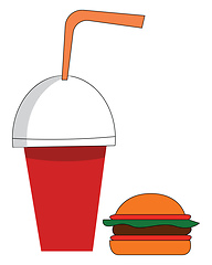 Image showing Soda cup and burger vector illustration on white background 