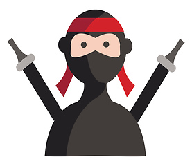 Image showing Simple vector illustration of a ninja with two swords on white b