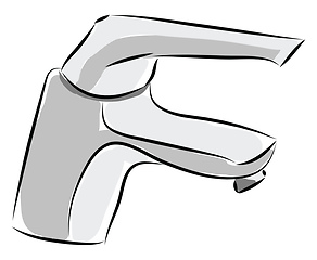 Image showing Simple vector illustration of a silver faucet on white backgroun