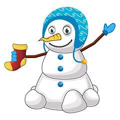 Image showing Snowman with sock illustration vector on white background