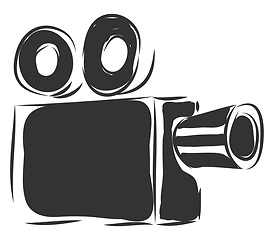 Image showing Simple black vintage camcorder vector illustration on white back