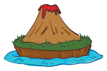 Image showing Clipart of island volcano eruption, vector or color illustration