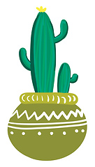 Image showing Cactus plants with yellow flower at its top used for decoration 