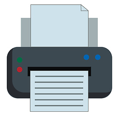 Image showing Clipart of a printer or a printing machine printing paper vector