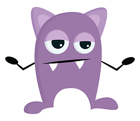 Image showing Clipart of a big tired purple monster, vector or color illustrat