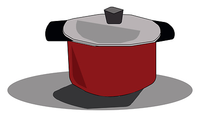 Image showing Clipart of a red cookware with tempered glass lid vector or colo