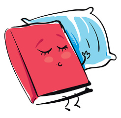 Image showing Emoji of a red-colored book sleeping on a pillow vector or color