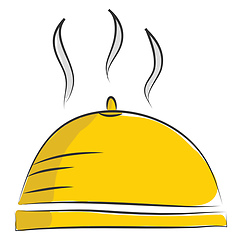 Image showing The yellow dish lid with hot food vector or color illustration