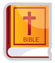 Image showing Yellow and red vector illustration of a Bible on a white backgro