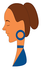 Image showing A lady with blue dress and earrings looks beautiful vector or co