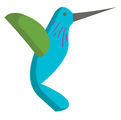 Image showing Vector illustration of a blue and green hummingbird on white bac