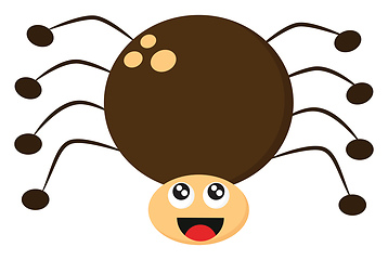 Image showing A laughing funny brown-colored cartoon spider vector or color il