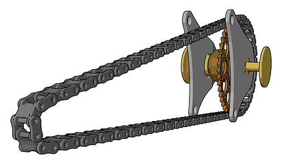 Image showing Chain drive mechanical device vector or color illustration