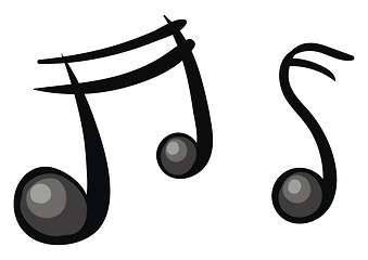 Image showing Two cartoon musical notes in black color vector or color illustr