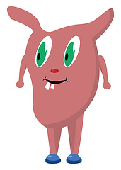 Image showing Clipart of a happy pink monster in blue shoes vector or color il
