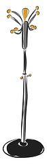 Image showing Grey coat hanger with yellow hooks and black stand vector illust