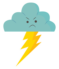 Image showing An angry rain cloud with thunder flashing from it vector or colo