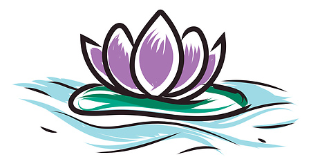 Image showing Light purple lotus on water vector illustration on white backgro