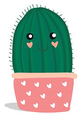 Image showing Cactus plant with a smiling emoji in a pink flower pot vector co
