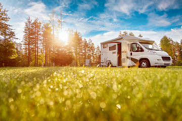 Image showing Family vacation travel RV, holiday trip in motorhome