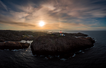 Image showing Coastal lighthouse. Lindesnes Lighthouse is a coastal lighthouse