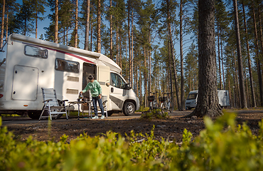 Image showing Family vacation travel RV, holiday trip in motorhome