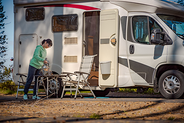 Image showing Family vacation travel RV, holiday trip in motorhome