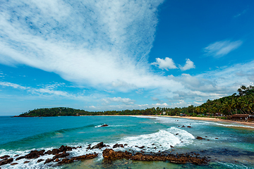 Image showing Mirissa beach in Sri Lanka in daytime with clouds