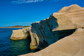 Image showing Famous Sarakiniko beach on Milos island in Greece