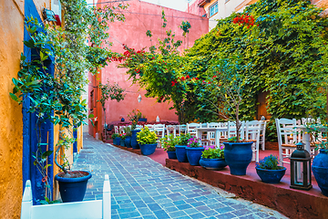 Image showing Scenic picturesque streets of Chania venetian town. Chania, Creete, Greece