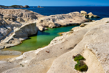 Image showing Famous Sarakiniko beach on Milos island in Greece