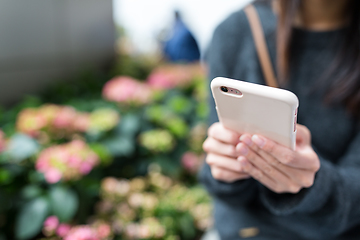 Image showing Woman use of cellphone at outdoor