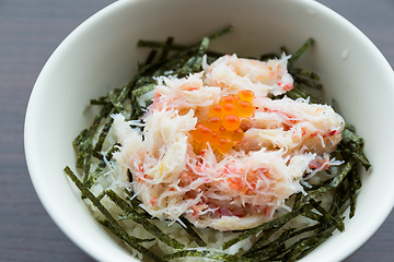 Image showing Japanese fresh crab rice bowl