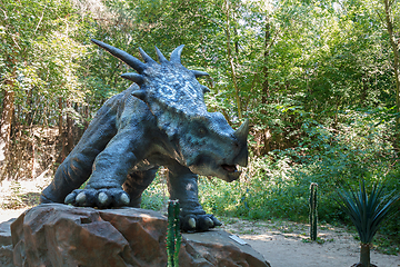 Image showing prehistoric dinosaur styracosaurus in nature