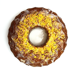 Image showing delicious round easter cake on white