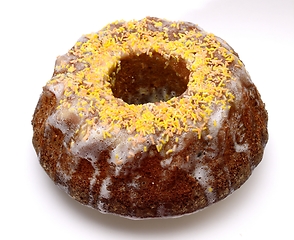 Image showing delicious round easter cake on white