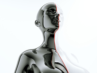 Image showing female body separated by red line as symbol of balance