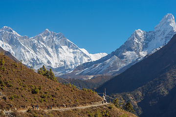 Image showing Everest, Lhotse and Ama Dablam summits. 