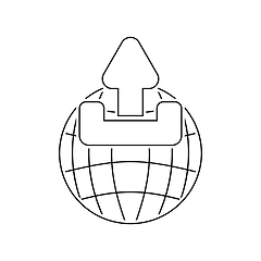 Image showing Globe with upload symbol icon