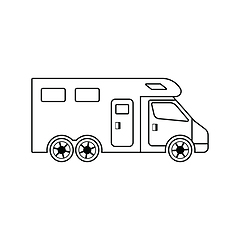 Image showing Icon of camping family caravan car