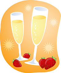 Image showing Champagne and strawberries illustration