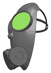 Image showing Grey gas mask with green detailes vector illustration on white b