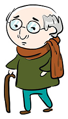 Image showing Sad old man illustration vector on white background 