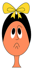 Image showing Cartoon picture of the face of a sad child in a yellow bow-clip 