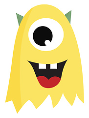 Image showing Yellow monster with one eye and horns print vector on white back